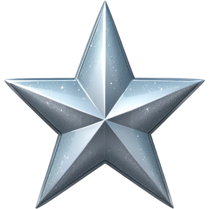 Sparkly glittery gray star y2k 3d icon, transparent background  emoji