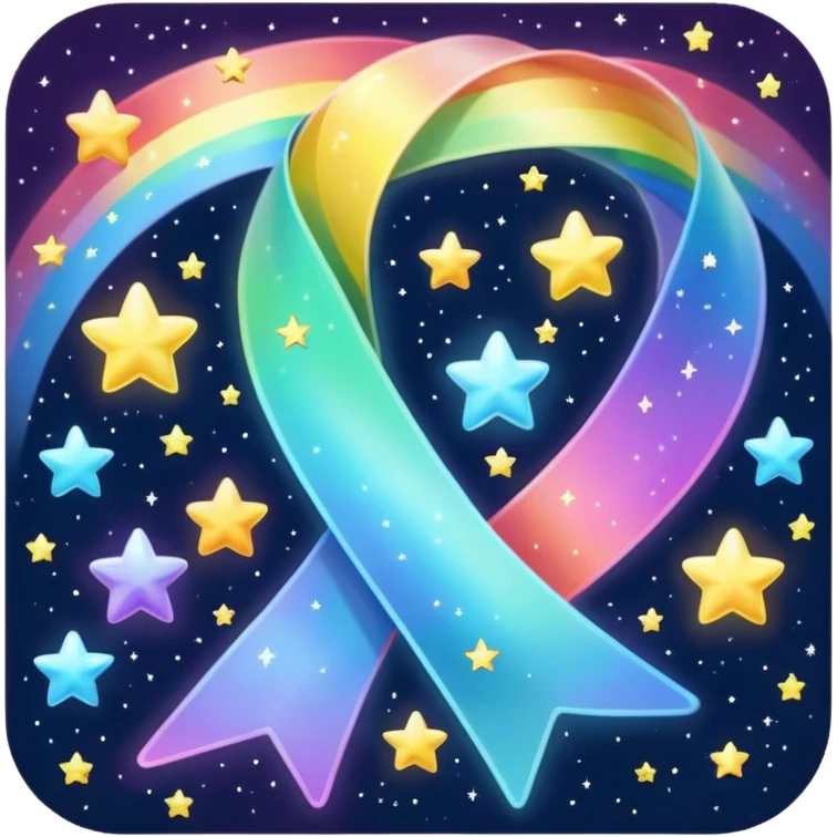 Rainbow starry galaxy ribbon emoji