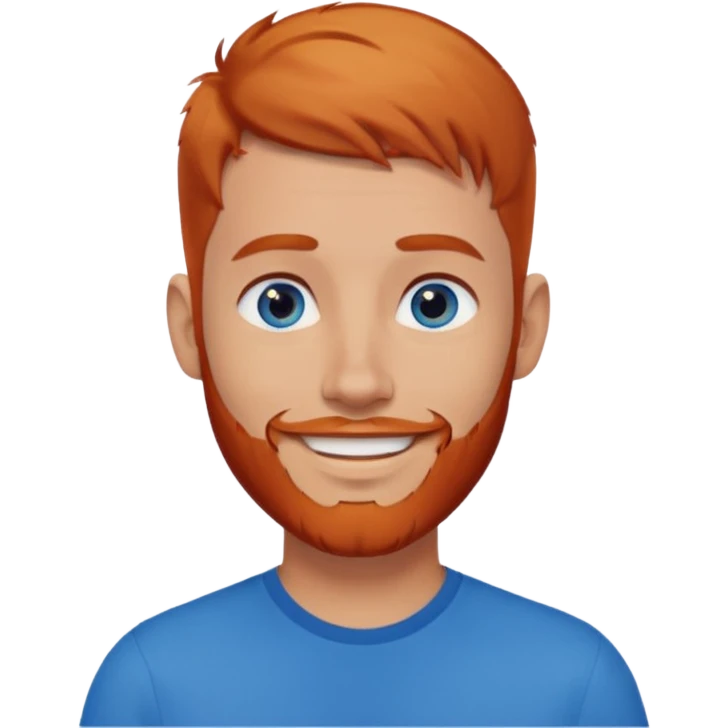 homme blanc, yeux bleu, cheveux court avec barbe rousse et boucle d'oreille emoji