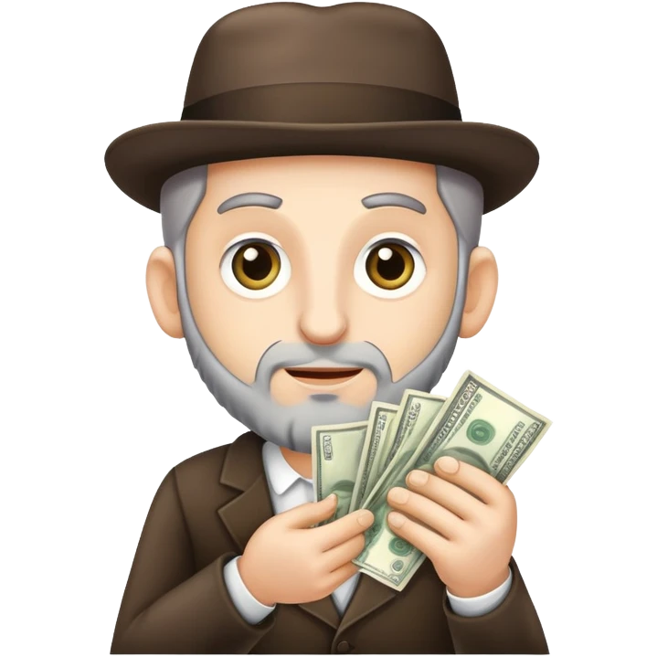 Jewish man holding money greedily emoji