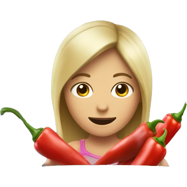 girl in car interior chopping red peppers emoji