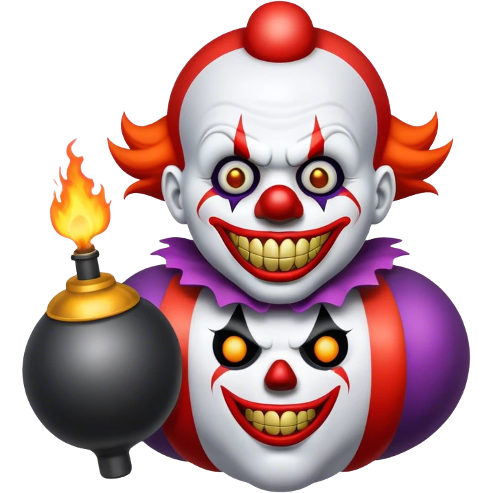 Evil clown with a bomb emoji