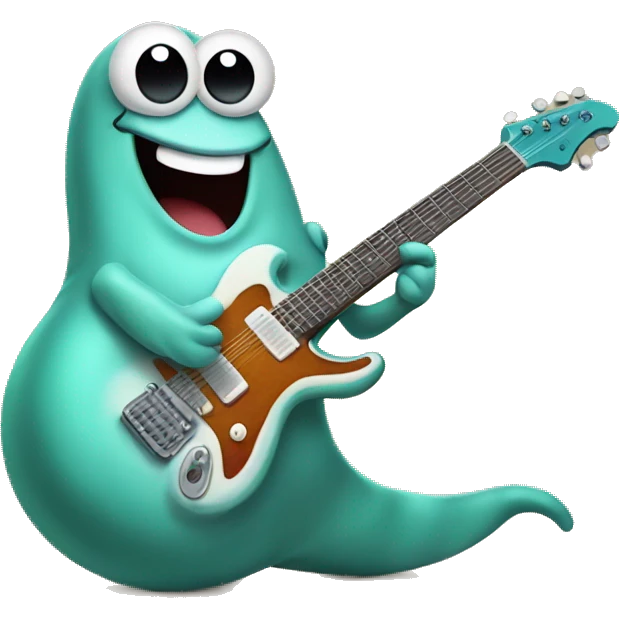 Happy slug playing electric guitar emoji