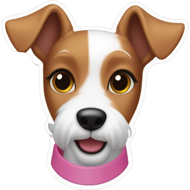  AI generated sticker of a female mini fox terrier with a pink collar, solid colour brown fur, inspired by the style of “Lady and the Tramp.” White outline around it emoji