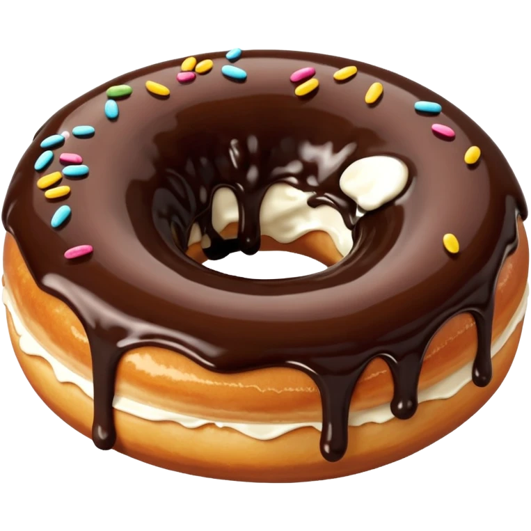 Cinnamon donut without hole oozing with chocolate sauce emoji