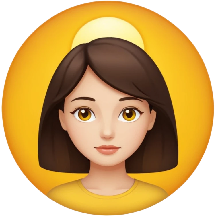 brunette womans face on a sun emoji