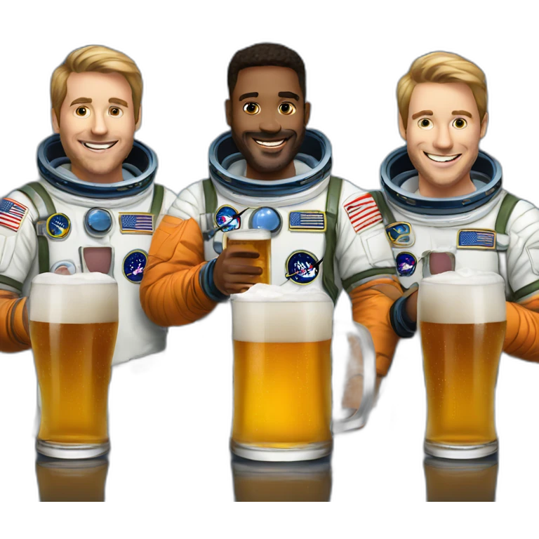 group of astronauts drinking glass of beers emoji