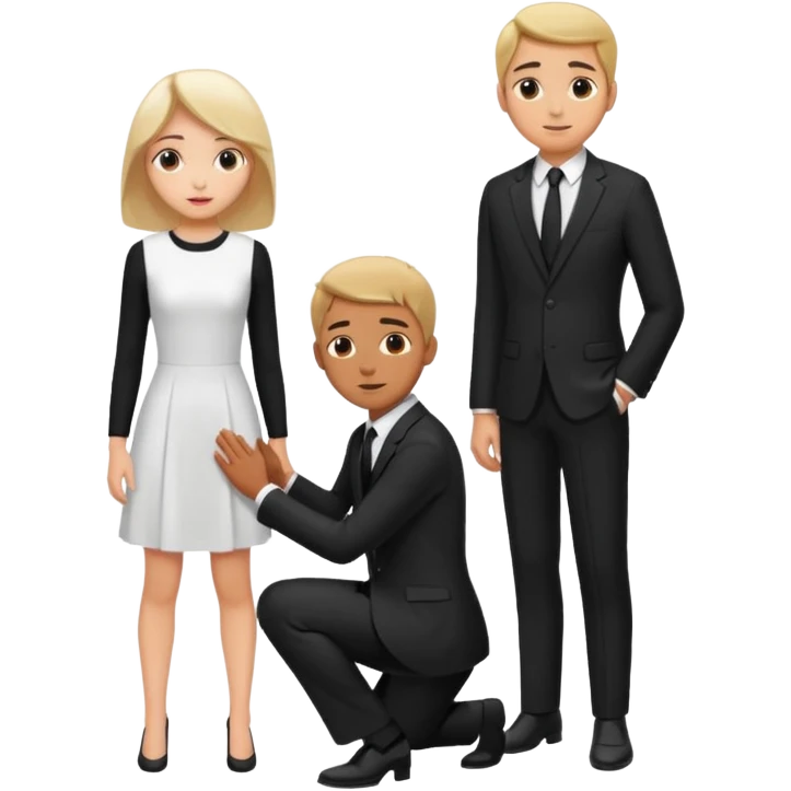 Girl on knees in front of standing man emoji