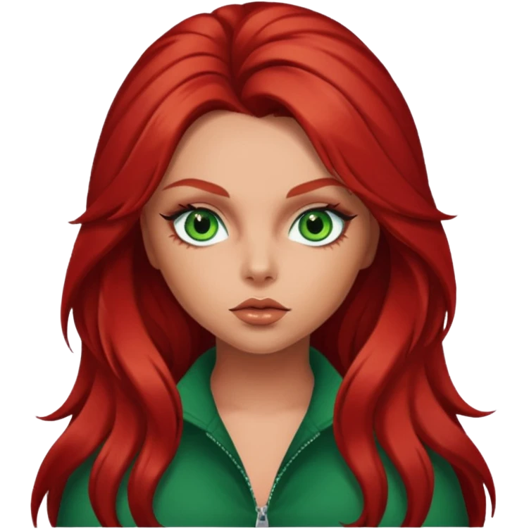 Jesy Nelson green eyes, red long hair emoji