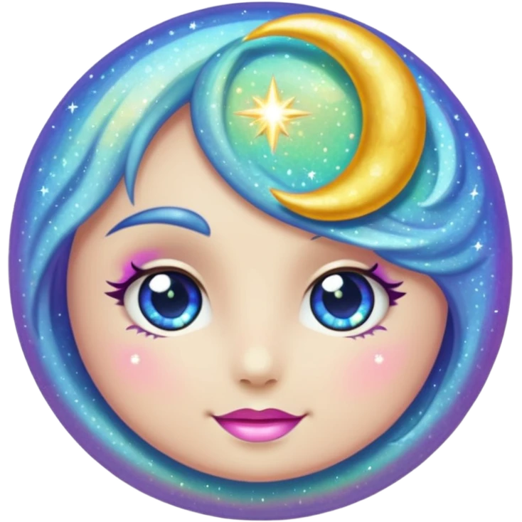 Vintage sparkle moon emoji