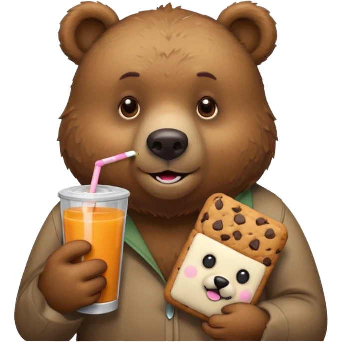 bear with juice box and cookie emoji