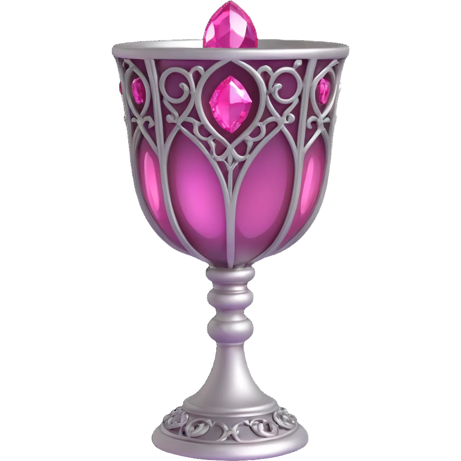 3D gothic chalice with pink gemstones, ornate and dramatic, metallic finish emoji