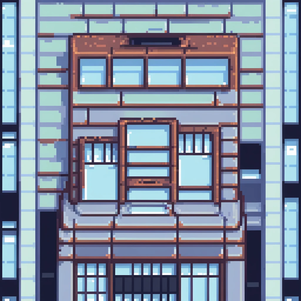 simple iconic skyscraper building with windows, icon-like emoji