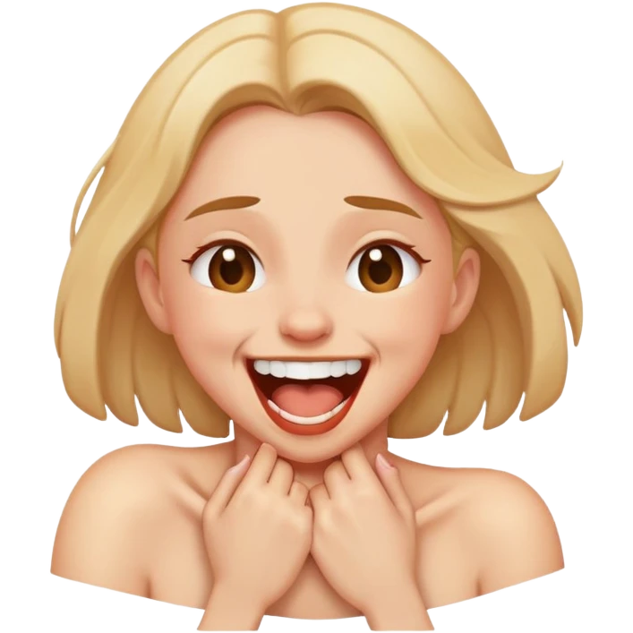 A girl choking herself laughing  emoji