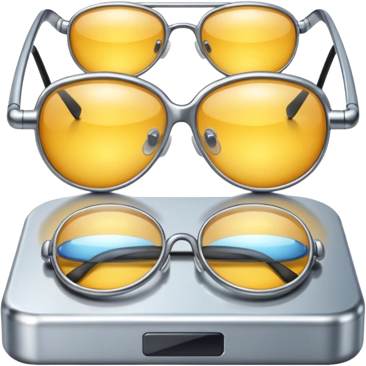 a counter with glasses and futurist emoji
