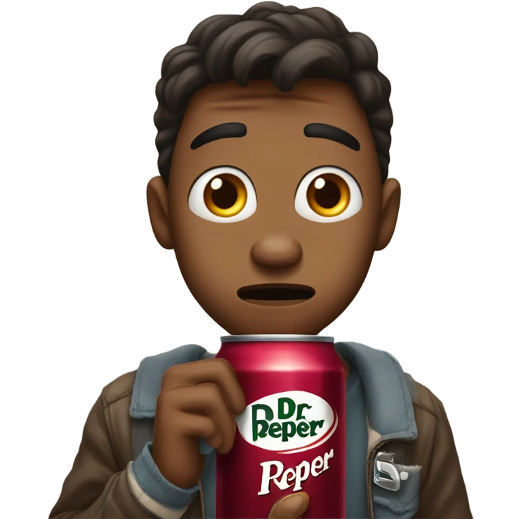 Guy drinking bean flavored Dr Pepper  emoji