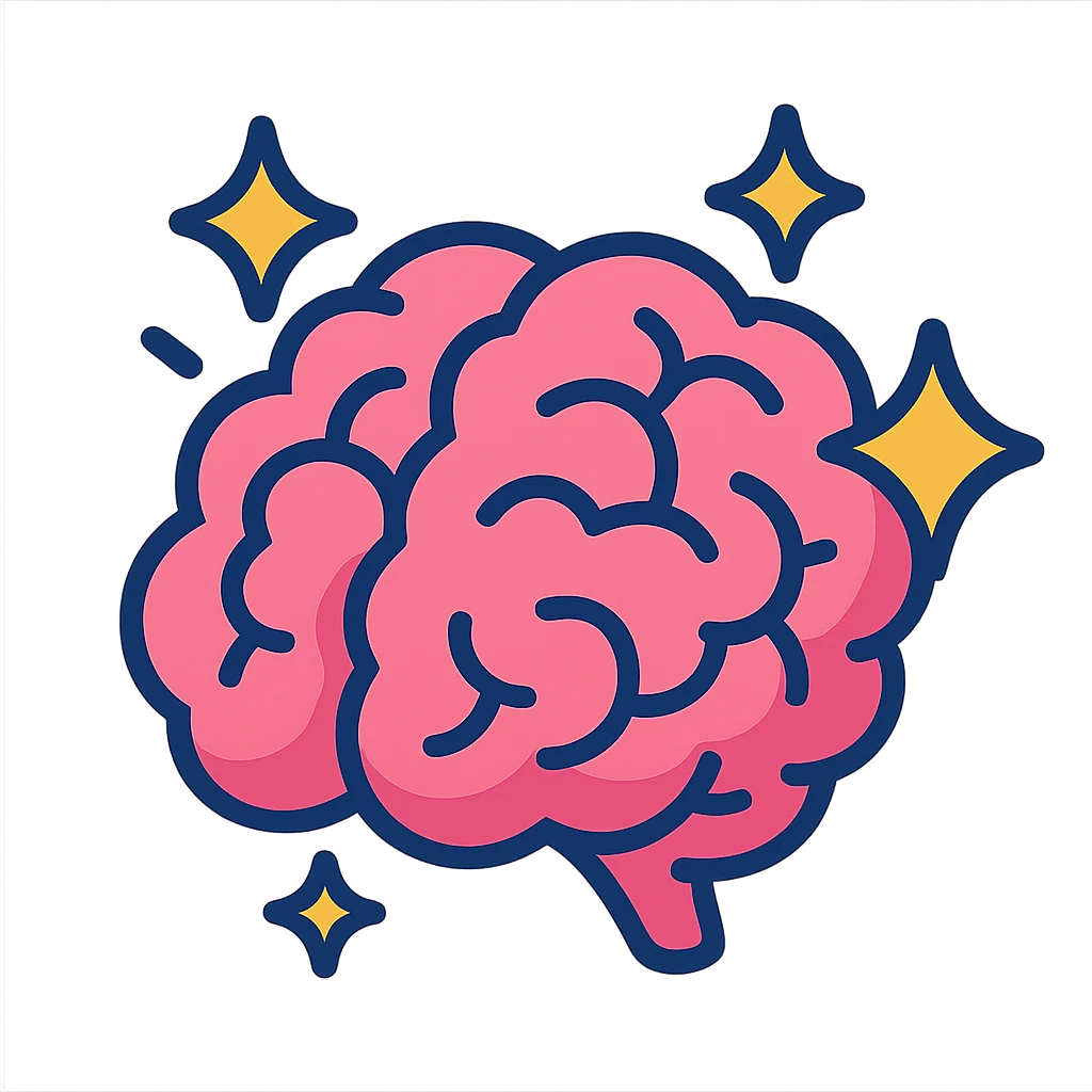 a brain with sparkles, vibrant toon style emoji