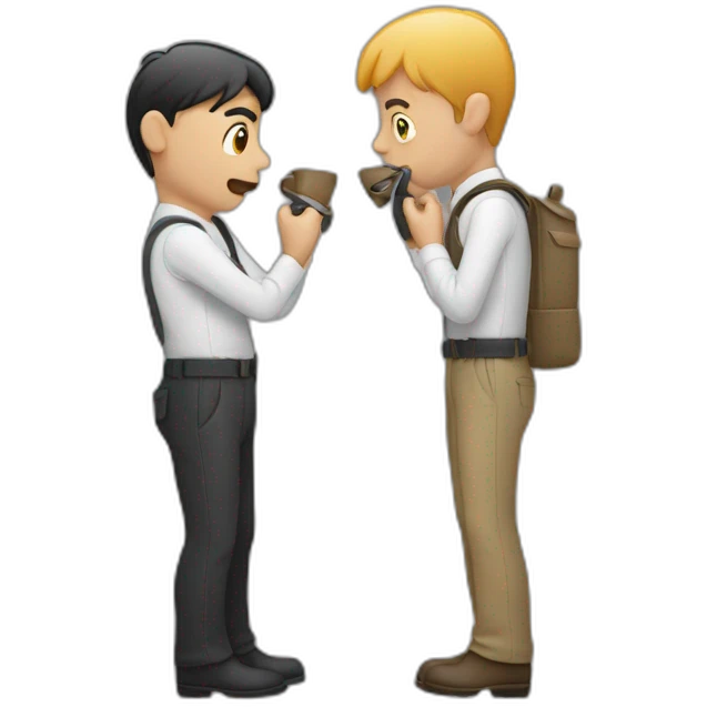 one person sniffing another person's belt emoji
