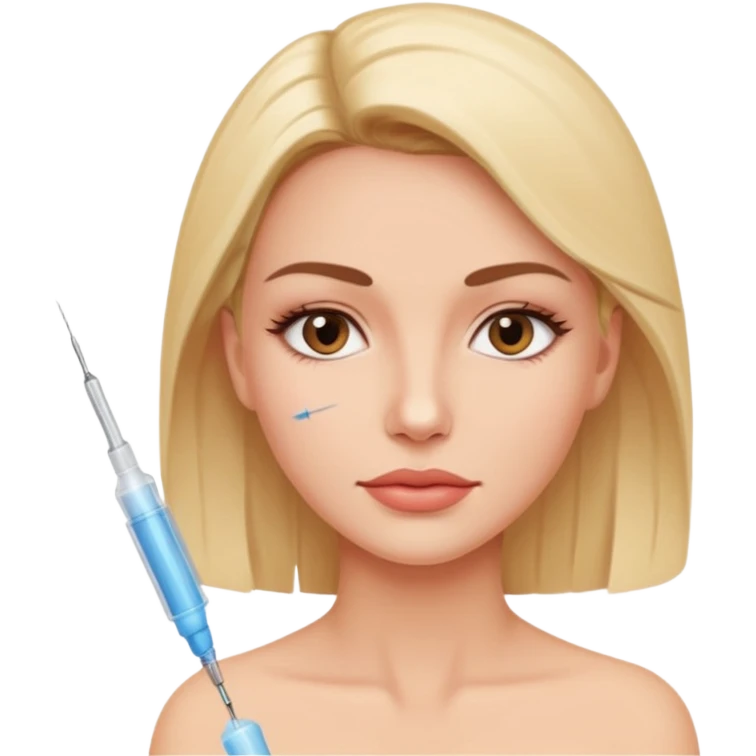 Woman taking a botox injection in the face emoji