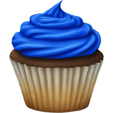 Realistic isolated cobalt blue cupcake. emoji