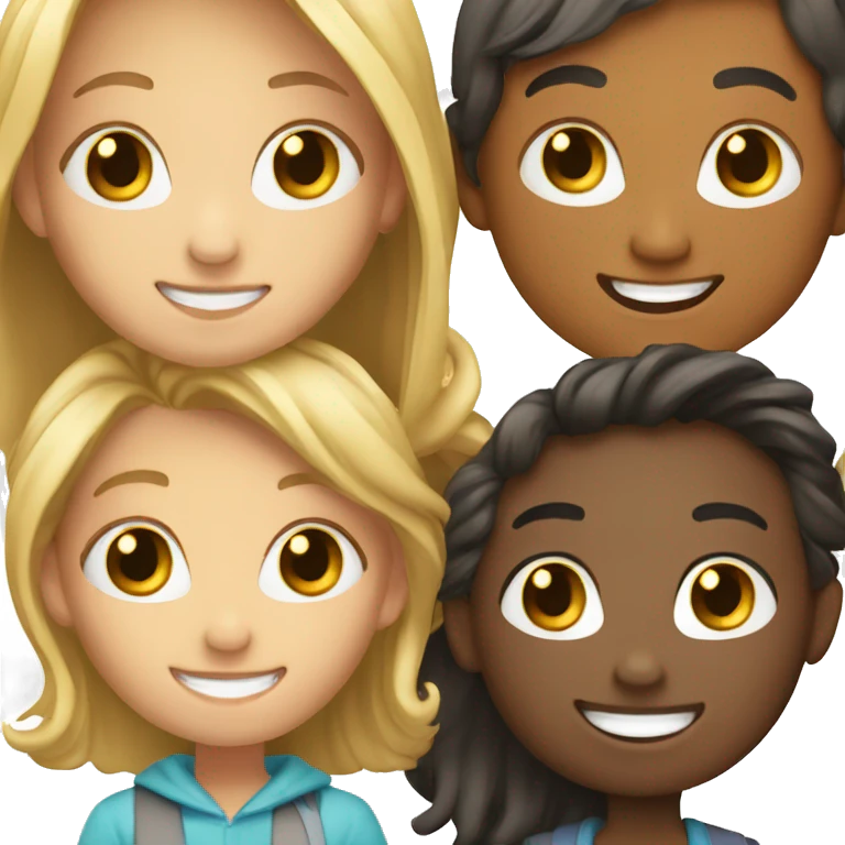 smiling girls and boys group emoji