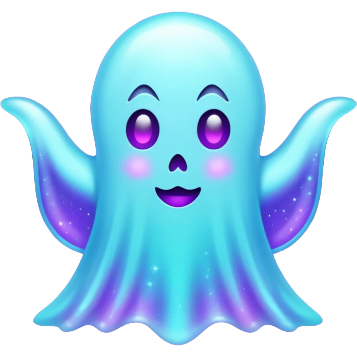 glitter cian and purple ghost emoji