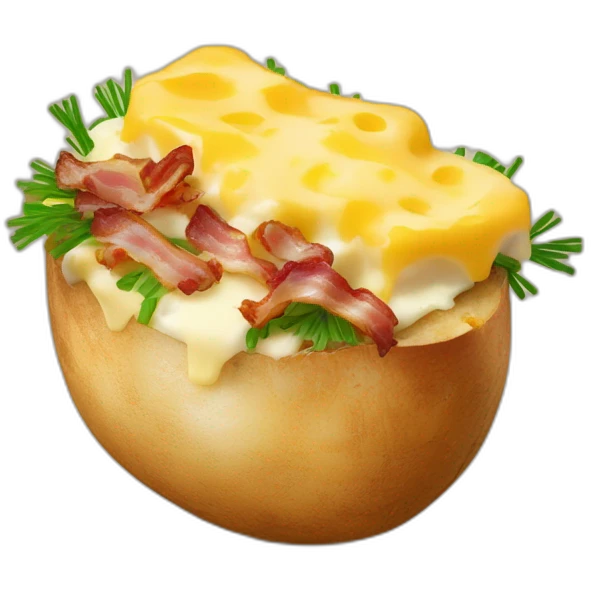 Baked potato with cheese and chives and bacon emoji
