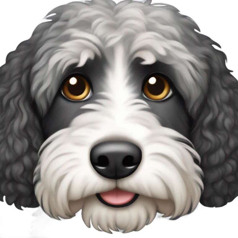 Bernedoodle with all black head and gray eyebrows  emoji