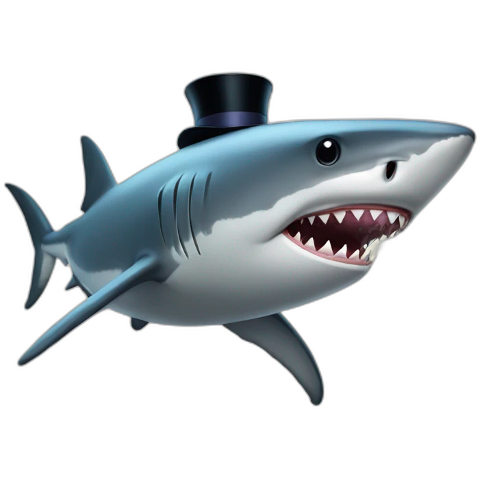 Shark with a top hat emoji