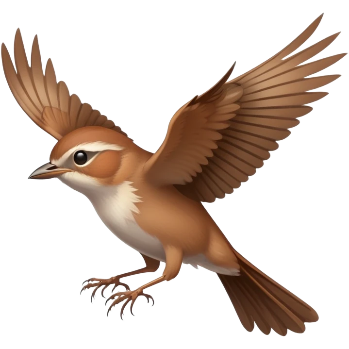 Cetti's warbler bird flying with wings spread emoji