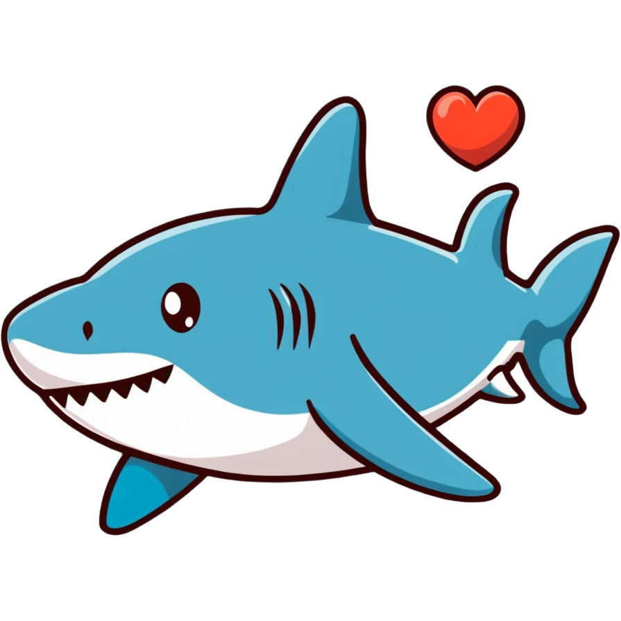 Shark with a heart emoji