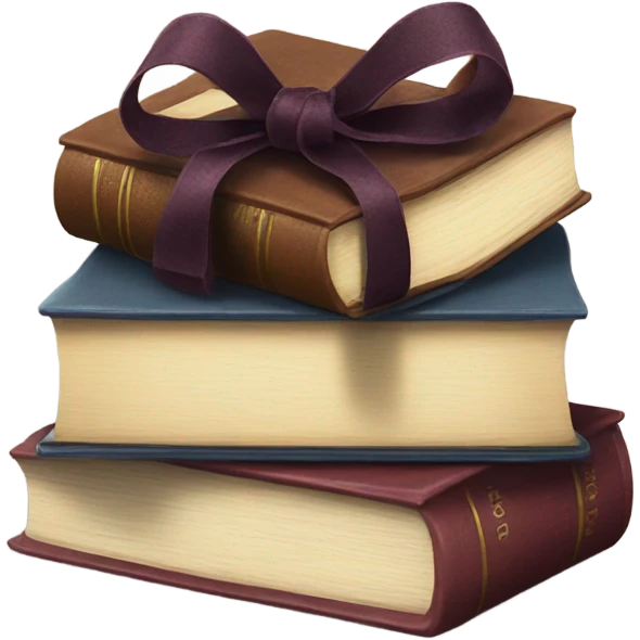a stack of books with a lace bow emoji