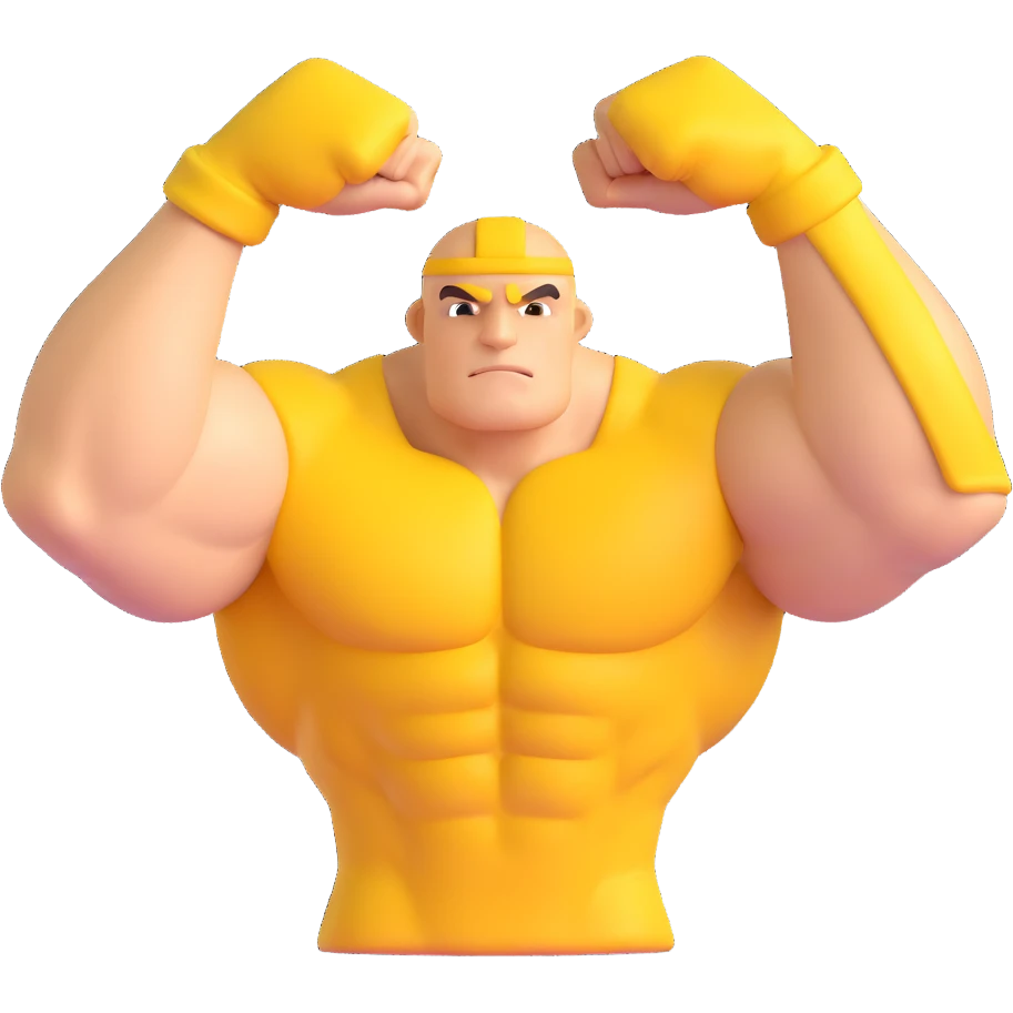 Yellow biceps, 3D emoji style, match the reference image. emoji