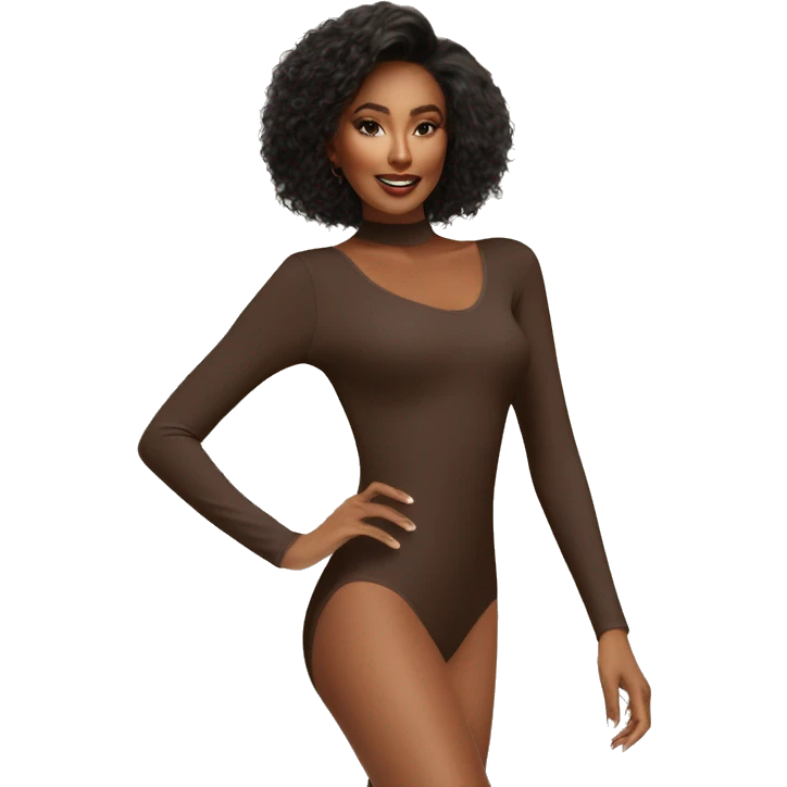brown long sleeve shapewear bodysuit emoji