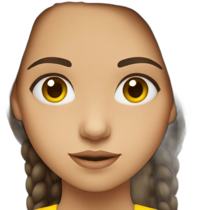 Ukrainian girl with brown hair and flag on her cheek emoji