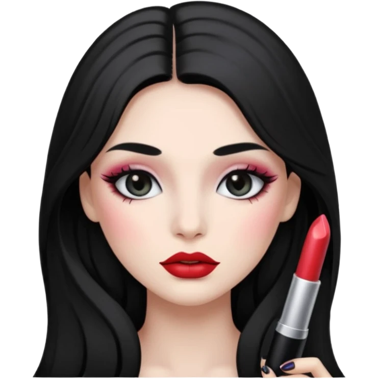 girl with black hair with long  hair Wearing makeup
 emoji