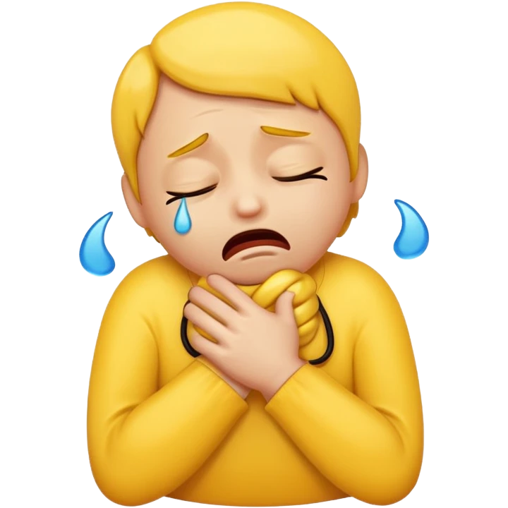 Sad emoji strangling himself emoji