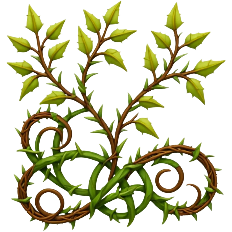 green filigree vines with thorns sprouting from the ground, 3D, extremely detailed, earthy color palette, yellow green and brown tones emoji