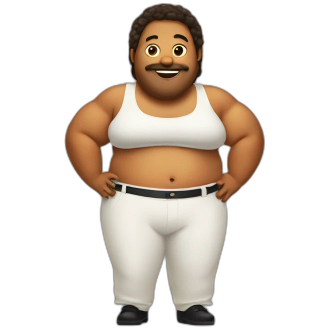singer with giant belly emoji
