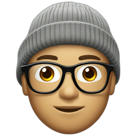 Ronaldo head with black beanies and glasses emoji