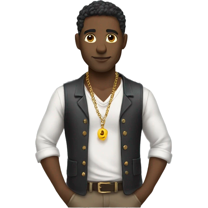 man with nice clothes with open shirt and necklace wire emoji