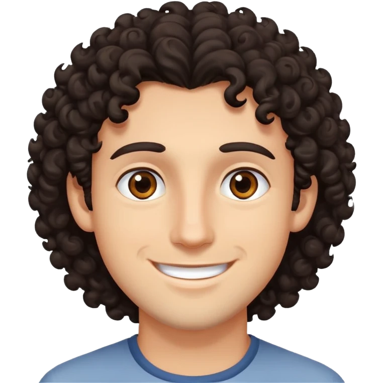 Woohoo guy with dark curly hair and brown eyes  emoji