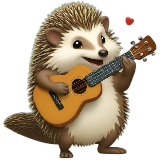 A hedgehog playing the ukulele emoji