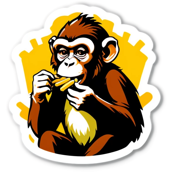 Monkey eating french fries emoji