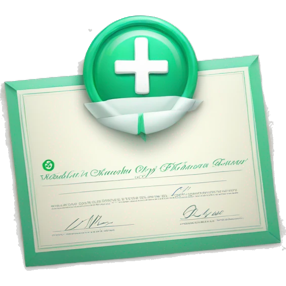 certificate with a pharmacy cross emoji