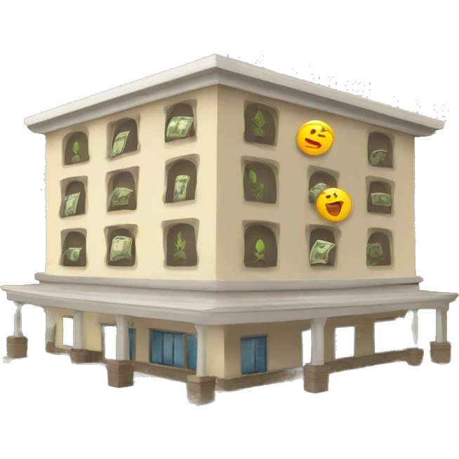 Hotel with money coming out the roof  emoji