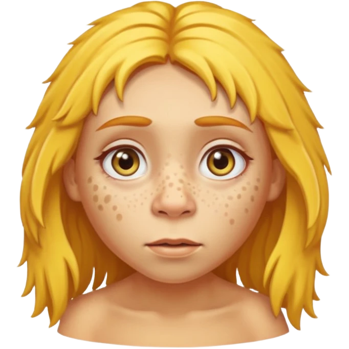 cute Neanderthal woman with big eyes and yellow hair emoji