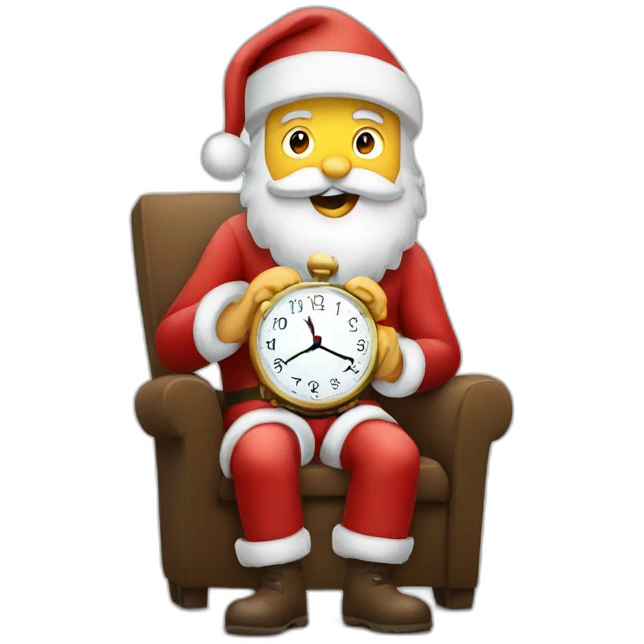 santa watching his clock emoji