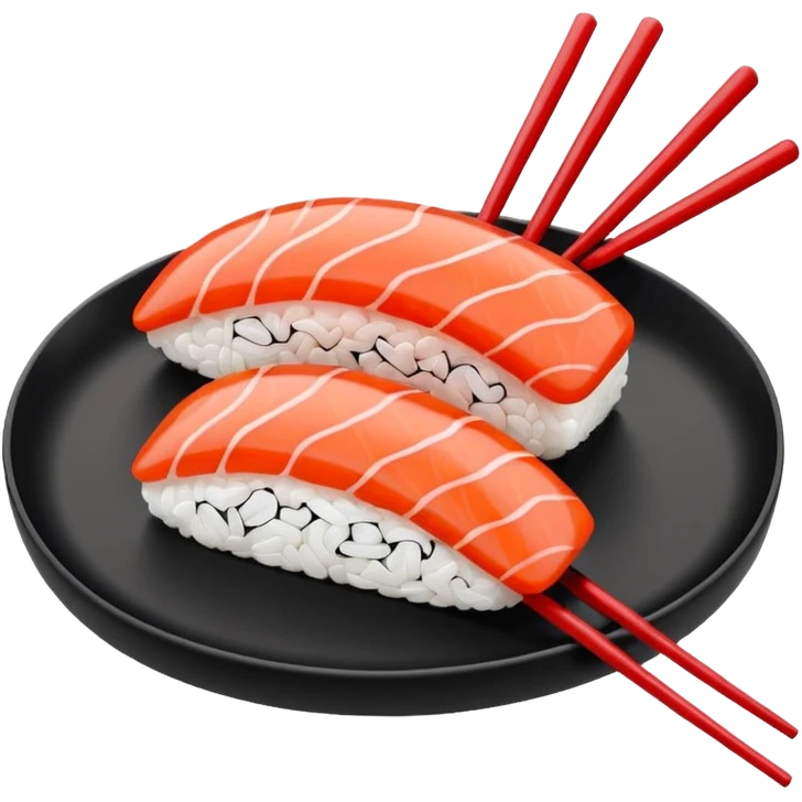 Japanese cuisine humanless avatar in minimalist emoji-style illustration. Sushi and chopsticks, clean lines, red white colors, flat design, calm and modern. emoji