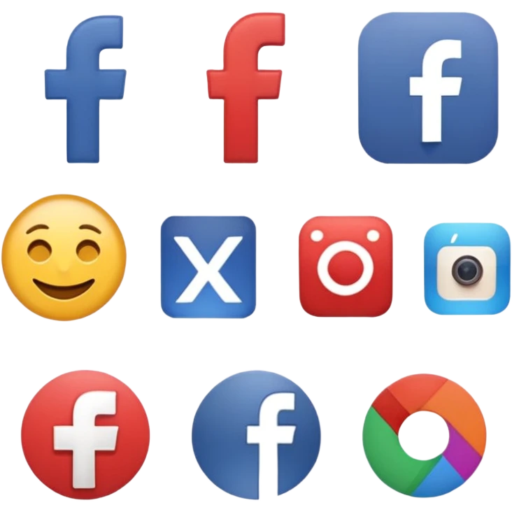 Socail media sauare emoji style icons 
Creat the quadrant with the logos of FB, X, Trustpilot, Instagram, Youtube, Linkedin emoji